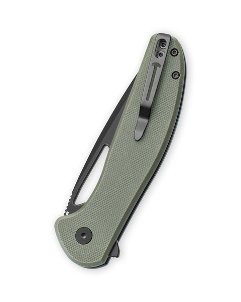 BESTECHMAN WHALEFIN BMK18D: 3.4" D2 Steel Blade, G10 Scales, Button Lock, Thumb Hole