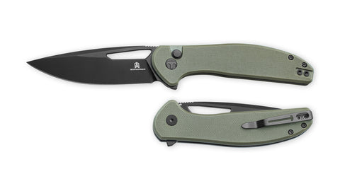 BESTECHMAN WHALEFIN BMK18D: 3.4" D2 Steel Blade, G10 Scales, Button Lock, Thumb Hole