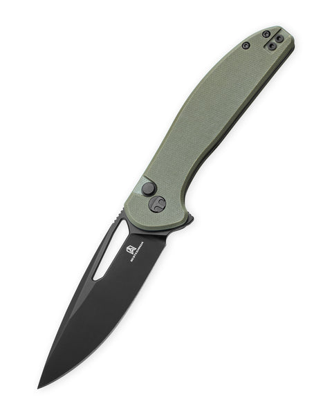 BESTECHMAN WHALEFIN BMK18D: 3.4" D2 Steel Blade, G10 Scales, Button Lock, Thumb Hole