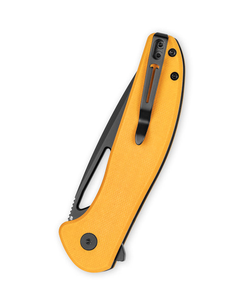 BESTECHMAN WHALEFIN BMK18E: 3.4" D2 Steel Blade, G10 Scales, Button Lock, Thumb Hole