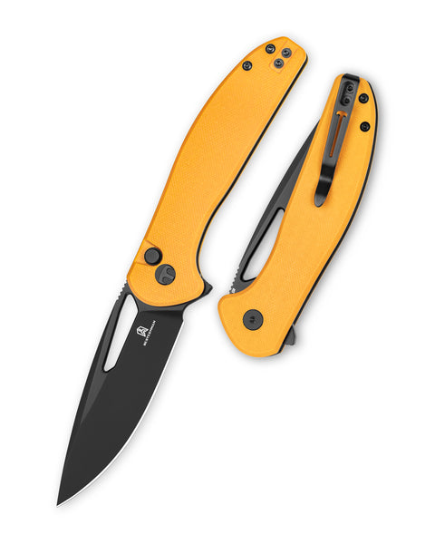 BESTECHMAN WHALEFIN BMK18E: 3.4" D2 Steel Blade, G10 Scales, Button Lock, Thumb Hole