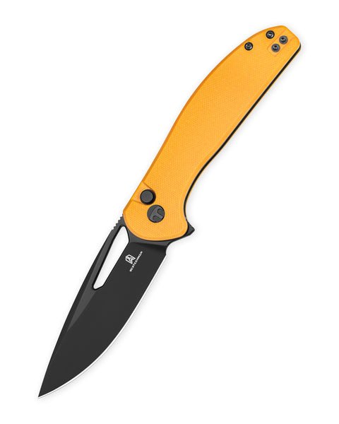 BESTECHMAN WHALEFIN BMK18E: 3.4" D2 Steel Blade, G10 Scales, Button Lock, Thumb Hole