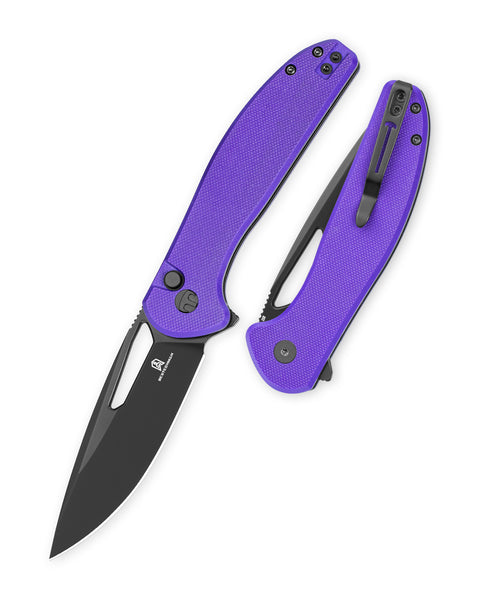 BESTECHMAN WHALEFIN BMK18F: 3.4" D2 Steel Blade, G10 Scales, Button Lock, Thumb Hole
