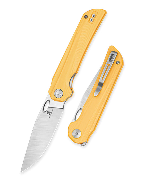 BESTECHMAN SMUGA BMK22B: 3.55" AEB-L Steel Blade, G10 Scales, Liner Lock, Thumb Hole, Flipper