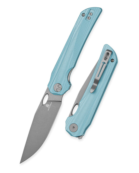 BESTECHMAN SMUGA BMK22C: 3.55" AEB-L Steel Blade, G10 Scales, Liner Lock, Thumb Hole, Flipper