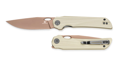 BESTECHMAN SMUGA BMK22D: 3.55" AEB-L Steel Blade, G10 Scales, Liner Lock, Thumb Hole, Flipper