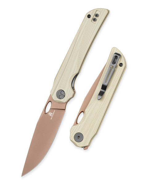 BESTECHMAN SMUGA BMK22D: 3.55" AEB-L Steel Blade, G10 Scales, Liner Lock, Thumb Hole, Flipper