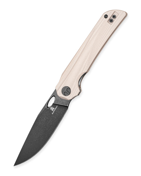 BESTECHMAN SMUGA BMK22F: 3.55" AEB-L Steel Blade, G10 Scales, Liner Lock, Thumb Hole, Flipper