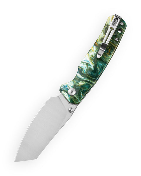 BESTECHMAN CICADA'S WING-TL BMK24-R-1: 3.15" 10Cr15CoMoV Blade, Resin Scales, Top Liner Lock, Folding Knife