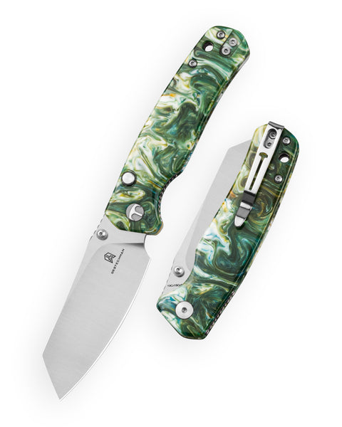 BESTECHMAN CICADA'S WING-TL BMK24-R-1: 3.15" 10Cr15CoMoV Blade, Resin Scales, Top Liner Lock, Folding Knife