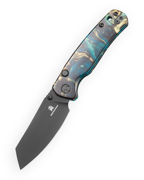BESTECHMAN CICADA'S WING-TL BMK24-R-3: 3.15" 10Cr15CoMoV Blade, Resin Scales, Top Liner Lock, Folding Knife