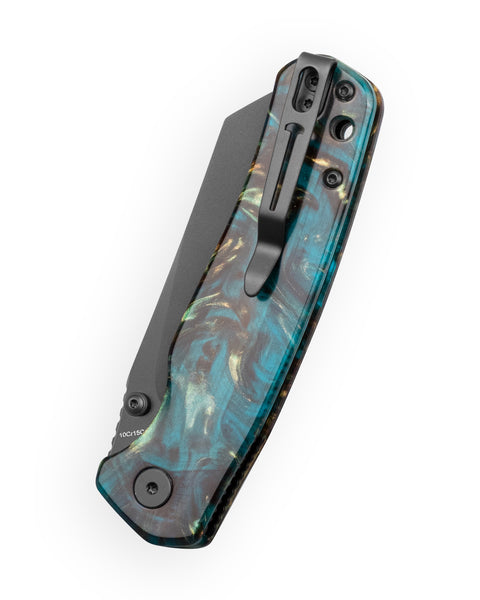BESTECHMAN CICADA'S WING-TL BMK24-R-3: 3.15" 10Cr15CoMoV Blade, Resin Scales, Top Liner Lock, Folding Knife