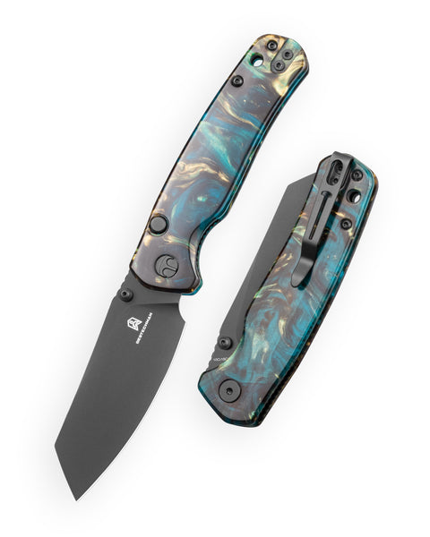 BESTECHMAN CICADA'S WING-TL BMK24-R-3: 3.15" 10Cr15CoMoV Blade, Resin Scales, Top Liner Lock, Folding Knife