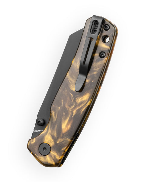BESTECHMAN CICADA'S WING-TL BMK24-R-4: 3.15" 10Cr15CoMoV Blade, Resin Scales, Top Liner Lock, Folding Knife