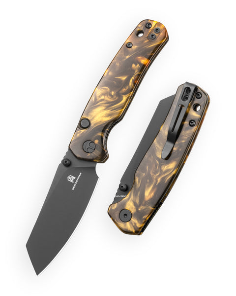 BESTECHMAN CICADA'S WING-TL BMK24-R-4: 3.15" 10Cr15CoMoV Blade, Resin Scales, Top Liner Lock, Folding Knife