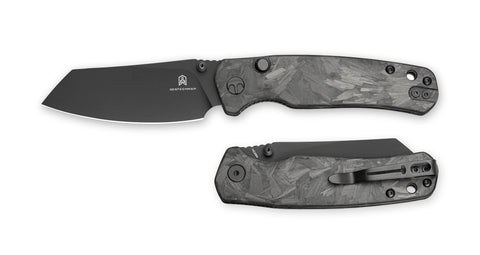 BESTECHMAN CICADA'S WING-TL BMK24-T-1: 3.15" 14C28N Blade, Blue Glow Carbon Fiber Scales, Button-Actuated Liner Lock, Folding Knife