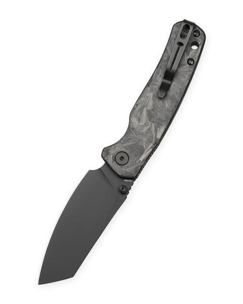 BESTECHMAN CICADA'S WING-TL BMK24-T-1: 3.15" 14C28N Blade, Blue Glow Carbon Fiber Scales, Button-Actuated Liner Lock, Folding Knife