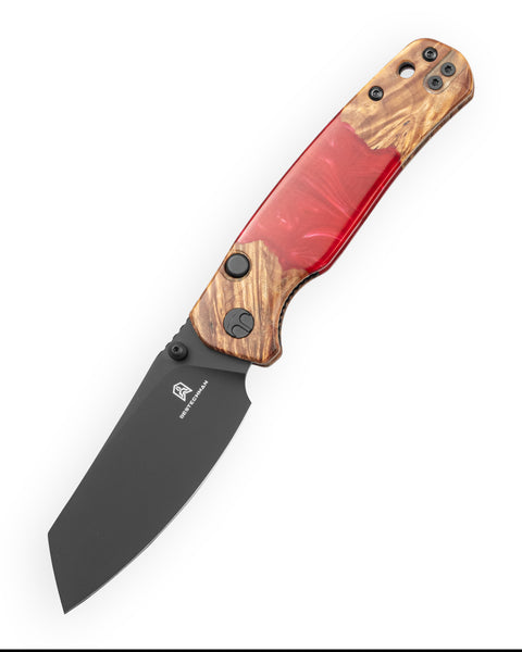 BESTECHMAN CICADA'S WING-TL BMK24-W-1: 3.15" 10Cr15CoMoV Blade, Wood and Resin Scales, Top Liner Lock, Folding Knife