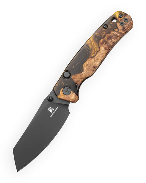BESTECHMAN CICADA'S WING-TL BMK24-W-2: 3.15" 10Cr15CoMoV Blade, Wood and Resin Scales, Top Liner Lock, Folding Knife