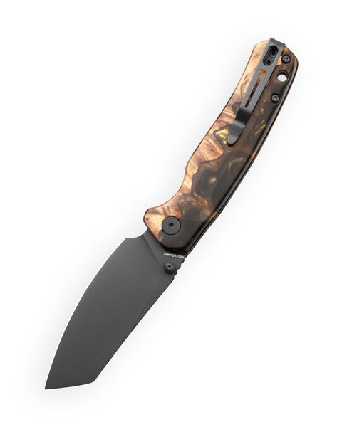 BESTECHMAN CICADA'S WING-TL BMK24-W-2: 3.15" 10Cr15CoMoV Blade, Wood and Resin Scales, Top Liner Lock, Folding Knife