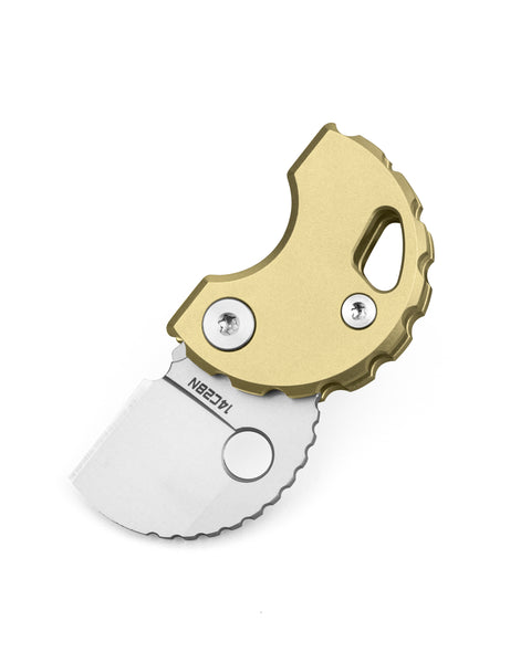 BESTECHMAN TURTLE BM20C: 0.79" 14C28N Steel Blade, Titanium Scales, Button Lock