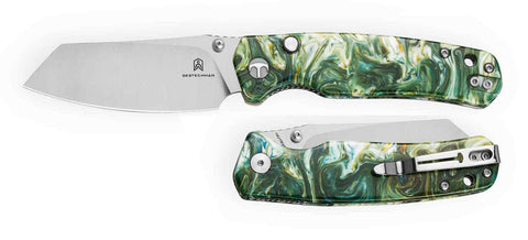 BESTECHMAN CICADA'S WING-TL BMK24-R-1: 3.15" 10Cr15CoMoV Blade, Resin Scales, Top Liner Lock, Folding Knife