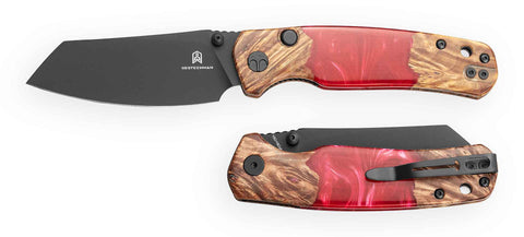 BESTECHMAN CICADA'S WING-TL BMK24-W-1: 3.15" 10Cr15CoMoV Blade, Wood and Resin Scales, Top Liner Lock, Folding Knife