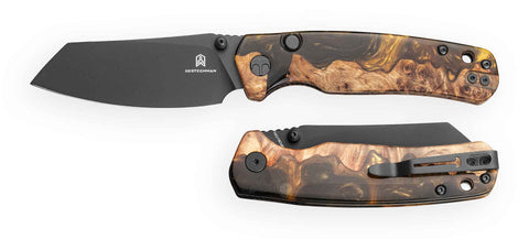 BESTECHMAN CICADA'S WING-TL BMK24-W-2: 3.15" 10Cr15CoMoV Blade, Wood and Resin Scales, Top Liner Lock, Folding Knife