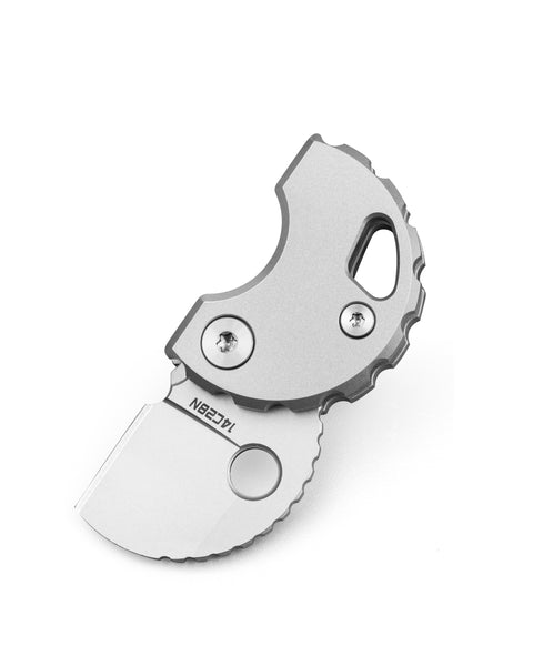 BESTECHMAN TURTLE BM20A: 0.79" 14C28N Steel Blade, Titanium Scales, Button Lock