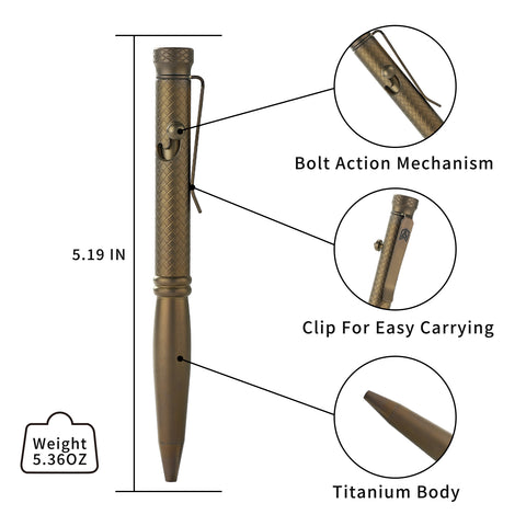 BESTECHMAN SCRIBE BM16D Titanium Pen with Carabiner, Bronze