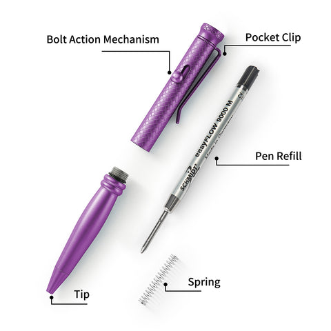 BESTECHMAN SCRIBE BM16C Titanium Pen with Carabiner, Purple