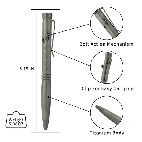 BESTECHMAN SCRIBE BM16A Titanium Pen with Carabiner, Grey