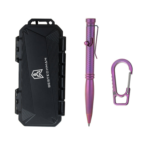 BESTECHMAN SCRIBE BM16C Titanium Pen with Carabiner, Purple