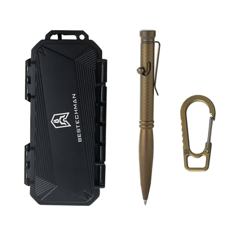 BESTECHMAN SCRIBE BM16D Titanium Pen with Carabiner, Bronze