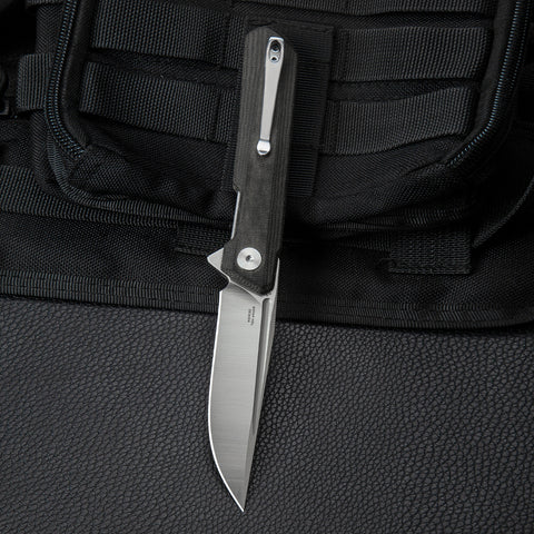 BESTECHMAN DUNDEE BMK01J: 3.35" D2 Steel Blade, Micarta Scales, Liner Lock, Flipper