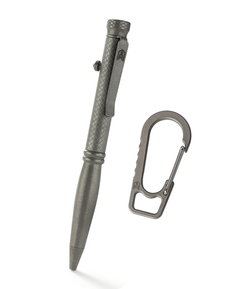 BESTECHMAN SCRIBE BM16A Titanium Pen with Carabiner, Grey