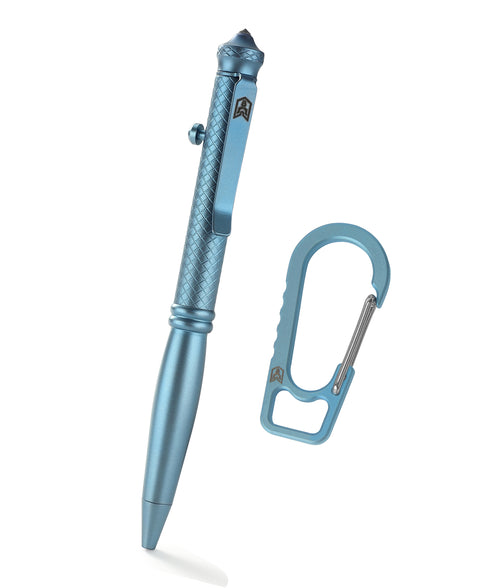 BESTECHMAN SCRIBE BM17B Titanium Pen with Glass Breaker Tool+ Carabiner , Blue