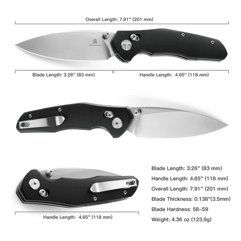 BESTECHMAN RONAN BMK02A: 3.26" 14C28N Steel Blade, G10 Scales, B-Lock, Folding Knife
