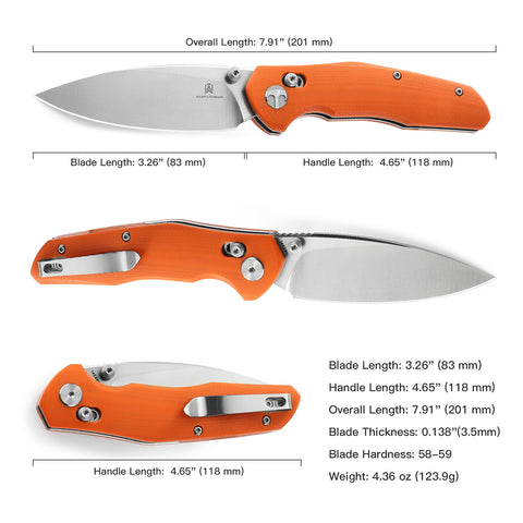 BESTECHMAN RONAN BMK02C: 3.26" 14C28N Steel Blade, G10 Scales, B-Lock, Folding Knife