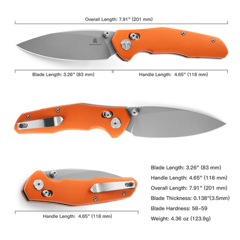 BESTECHMAN RONAN BMK02F: 3.26" 14C28N Steel Blade, G10 Scales, B-Lock, Folding Knife