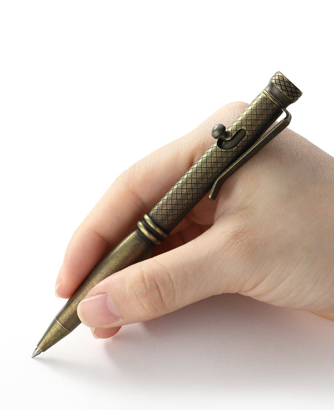 BESTECHMAN SCRIBE BM16E Titanium Pen with Carabiner, Bronze+Black Stonewash