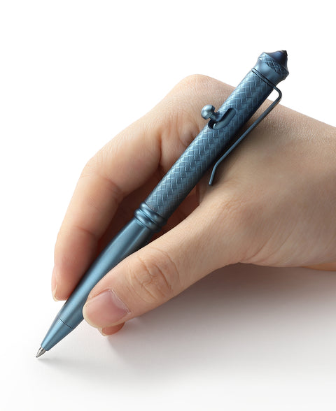 BESTECHMAN SCRIBE BM17B Titanium Pen with Glass Breaker Tool+ Carabiner , Blue